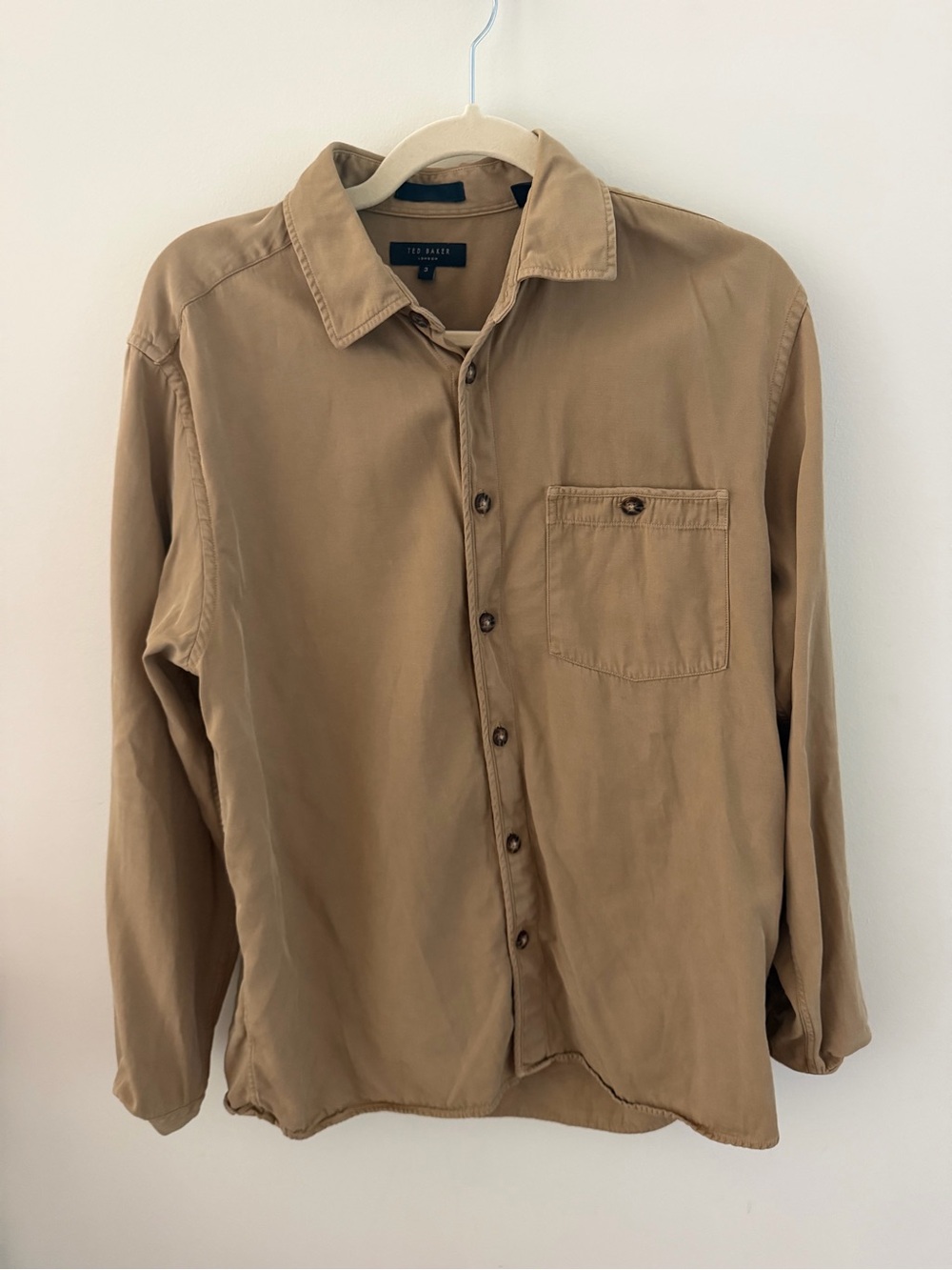 Ted Baker London Men’s Tan Button Down Long Sleeve Shirt Size 3
